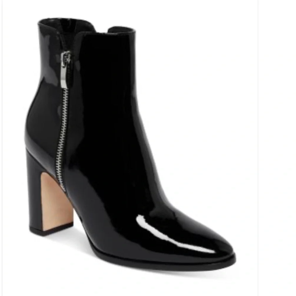 PAIGE Cleo Black Patent Leather Ankle Booties Size 8.5 NEW Women’s Boots Shoes